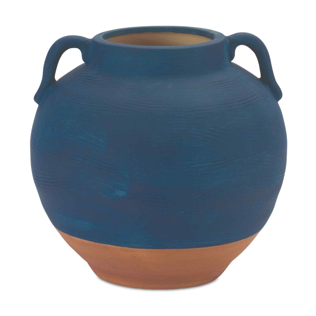 Melrose Ceramic Urn Decorative Vase with Handles - 7" - Navy Blue and Brown
